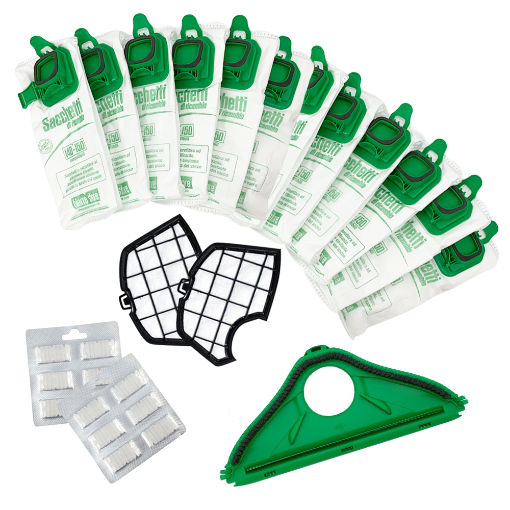 bierre store sacchetti aspirapolvere folletto vk 150 vk 140 compatibili 12 pz filtri spazzola vk150 - foto 1